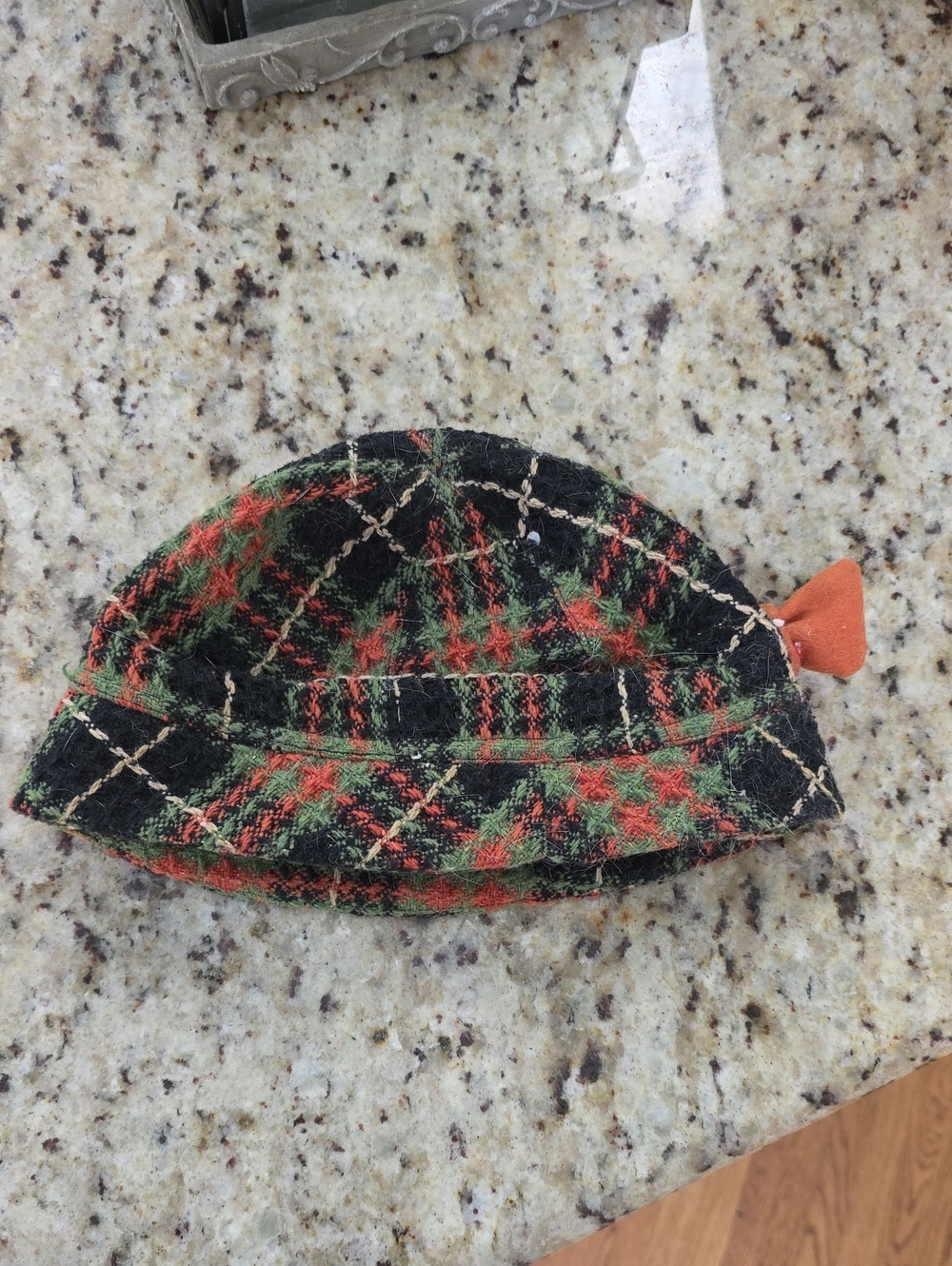 Kate Landry Black, Green & Orange Plaid Bucket Hat